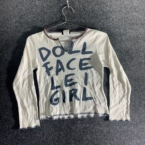 l.e.i “Doll Face Lei Girl” Long Sleeve Top Women’s Large Y2K